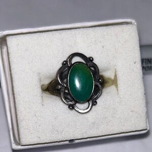 Vintage Sterling Silver Malachite Ring 7.5